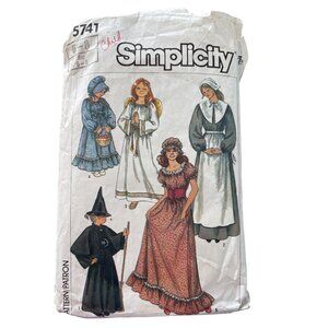 Simplicity 5741 Sewing Pattern Size 6-8 Pilgrim Costume Angel Witch Prairie CUT